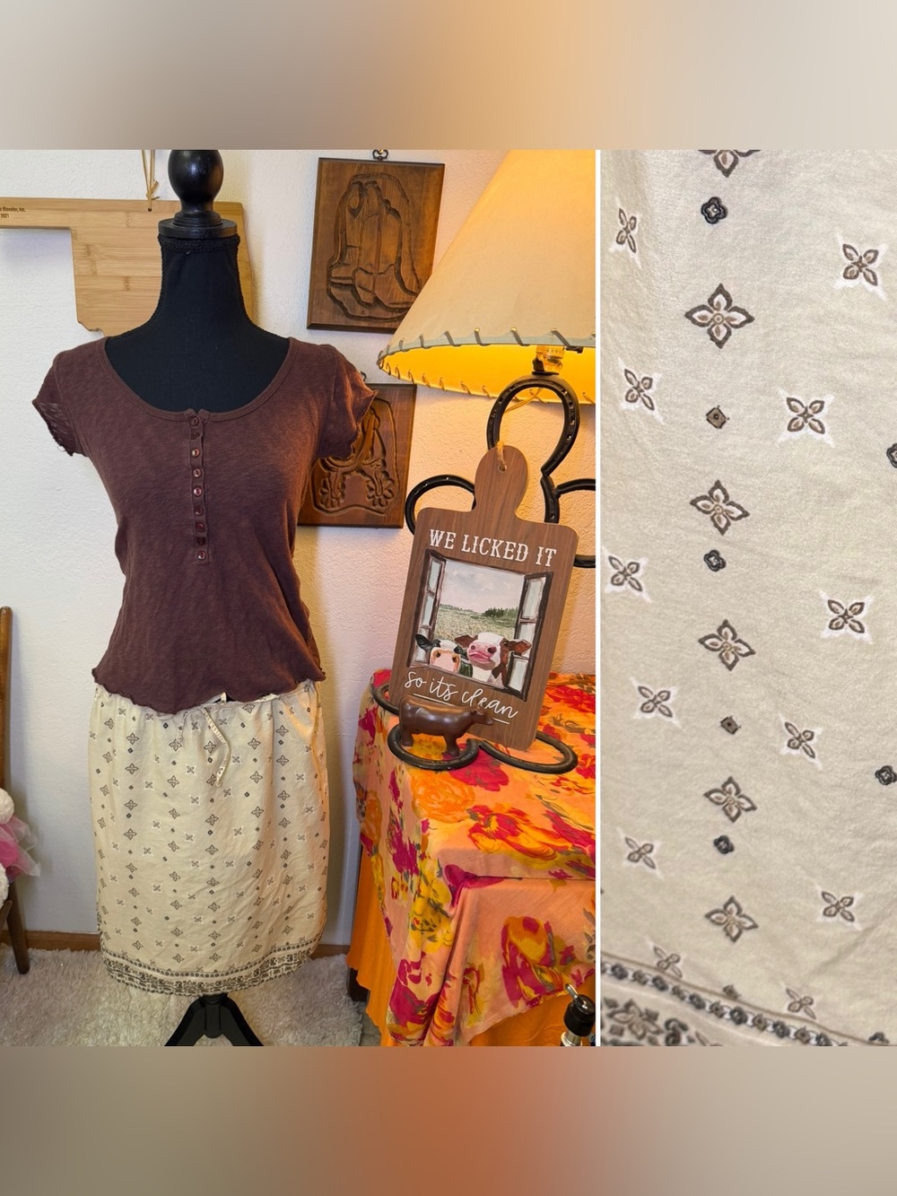 Vintage Y2K 90s MEDIUM Skirt Bandana Print Grunge Fairy Indie Boho Granola Girl